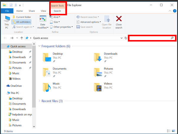 How to advanced search windows 10